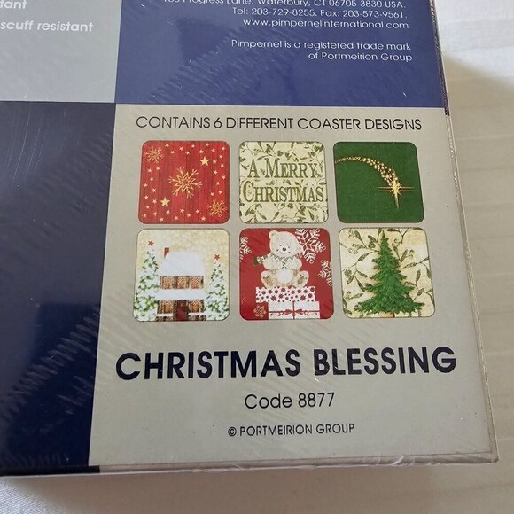 Pimpernel Christmas Blessing Coasters Set Of 6 Cork Backed Heat Resistant - Picture 5 of 7